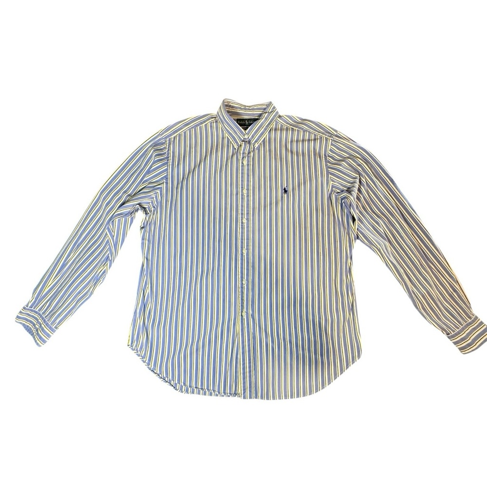 Men’s Ralph Lauren Polo Button Down Long Sleeve Shirt Size XL Blue Stripe